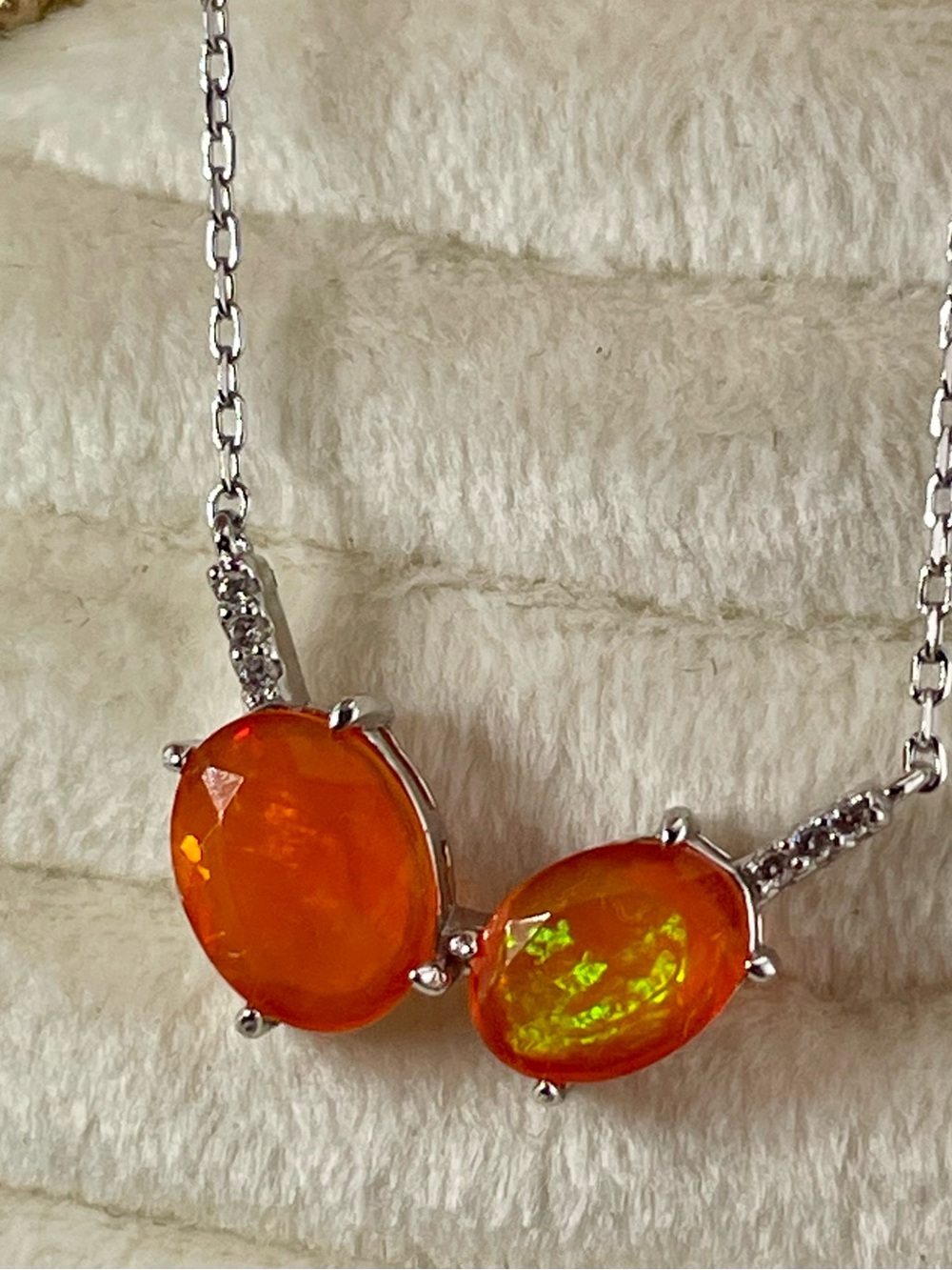 Fire Opal Stationary Necklace